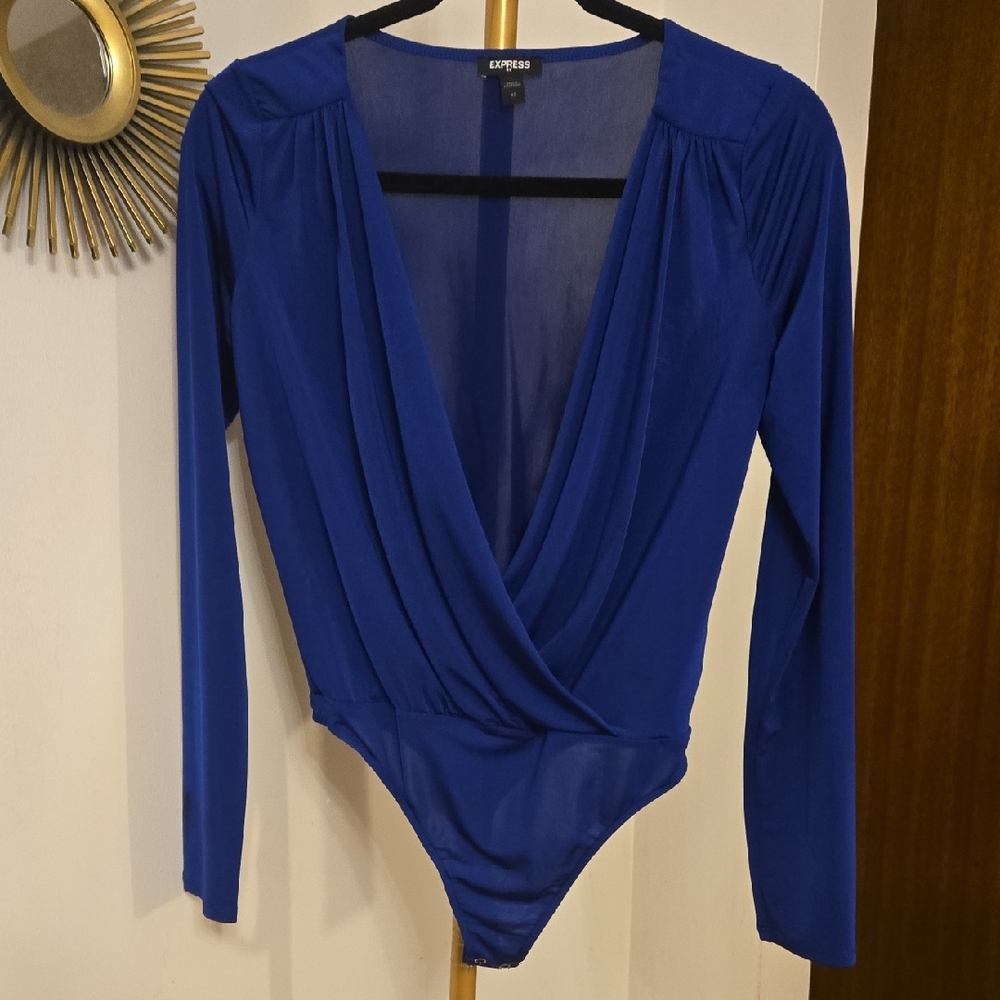 Express Cobalt Blue Long Sleeve Bodysuit